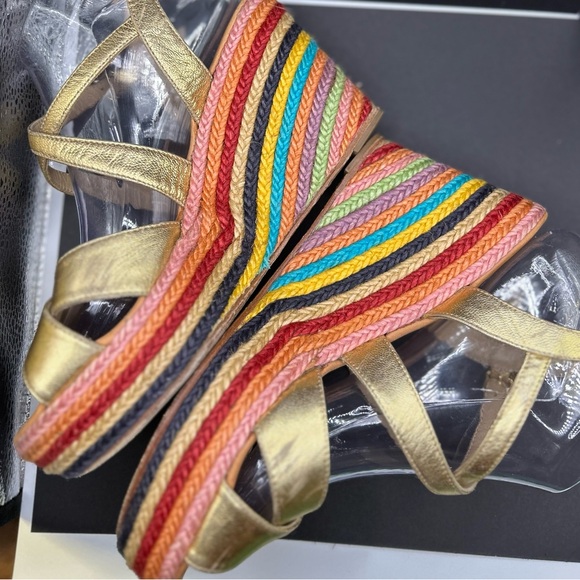 Kate Spade Lindsay Rainbow Wedge Gold Espadrille Sandal - Picture 3 of 7